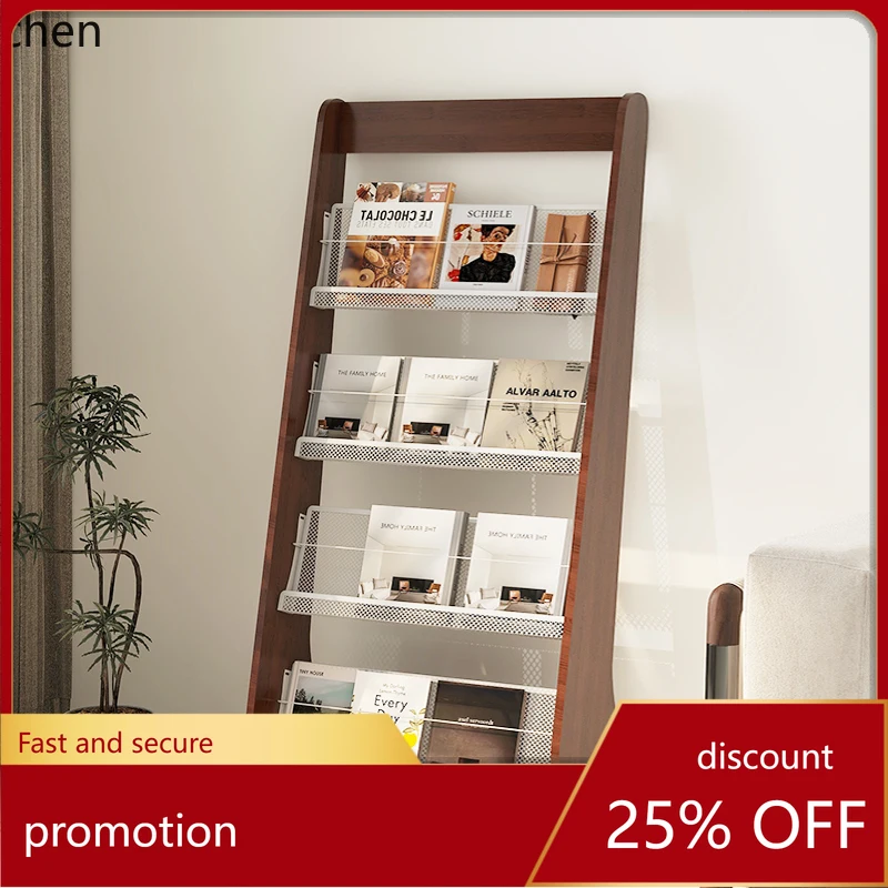 

HTT Brochure Display Stand Magazine Rack Floor Standing Bookshelf Periodical Rack Wooden