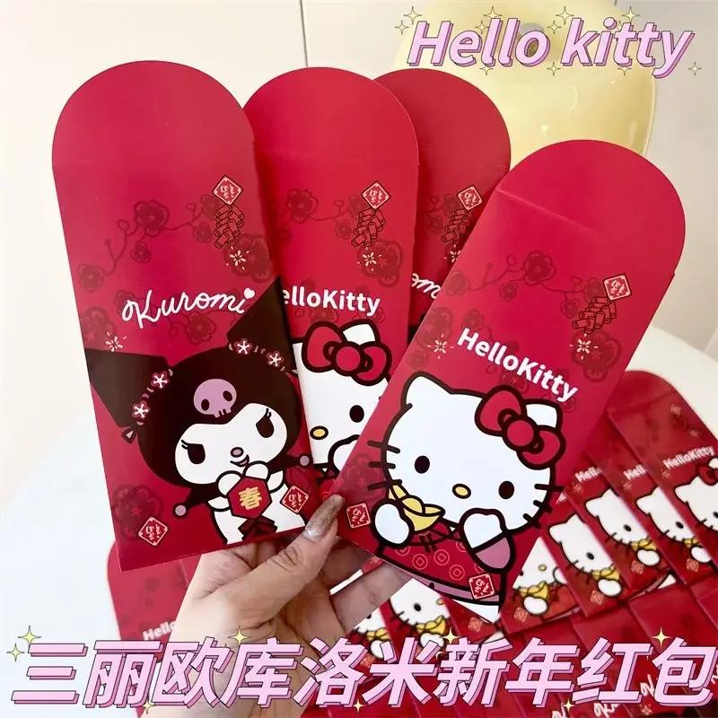 새해 축복 빨간 패킷 쿠로미 헬로 키티 새해 전야, 산리오 크리에이티브 귀여운 용수철 축제 행운의 돈 선물, 2025