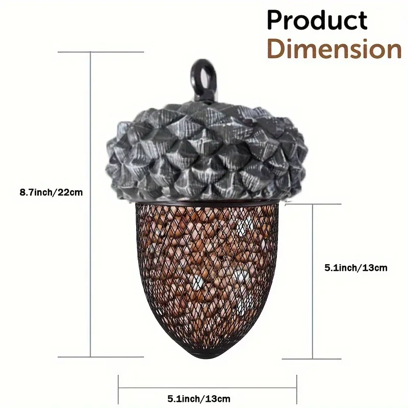 Metal Bird Feeder, All-Weather Resistant Hanging Outdoor Wild Bird Seed Container, Rust-Proof Garden Art Decorative Feeding Stat