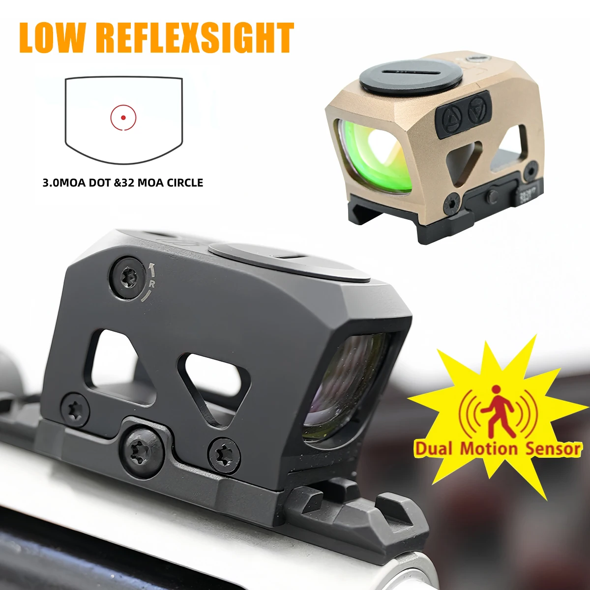 NEW LRS Low Reflex Sight Optic Red Dot Sight W/Motion Sensor  Mini Rifle Scopes Tactical Hunting Collimator for 20mm Rail Mount