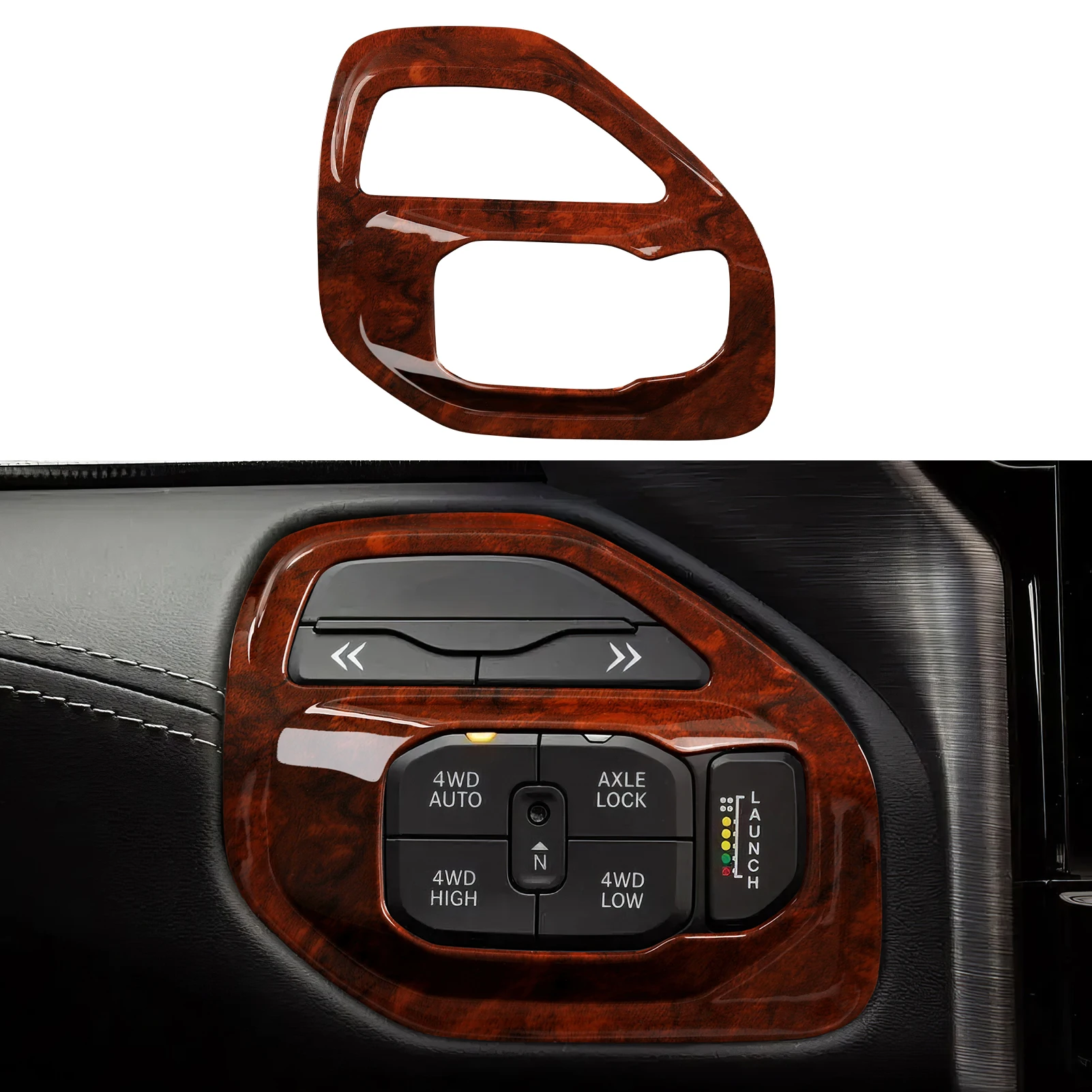 

Car Drive Mode Switch Panel Cover Decals.For 2019-2025 Dodge RAM TRX 1500 Accessories.Wood Grain ABS Interior Stickers.