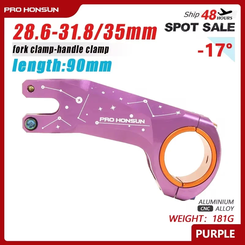 PROHONSUN-17 Grad Ultraleicht Rennrad Vorbau 90mm XC MTB Fahrrad Vorbau 31,8*28,6 MM CNC Lenker Vorbau fahrrad Teile Vorbau neg 555