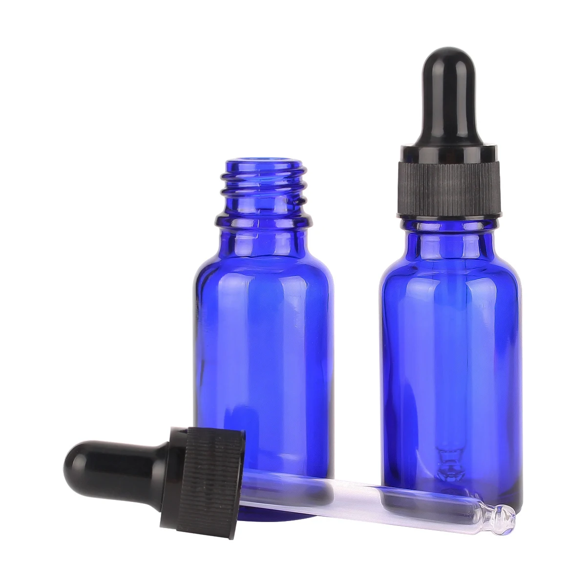 6/12/24 pz 5ml 10ml 15 20ml 30ml 50ml 100ml flaconi contagocce in vetro blu con pipette per bottiglia riutilizzabile di profumo di olio essenziale