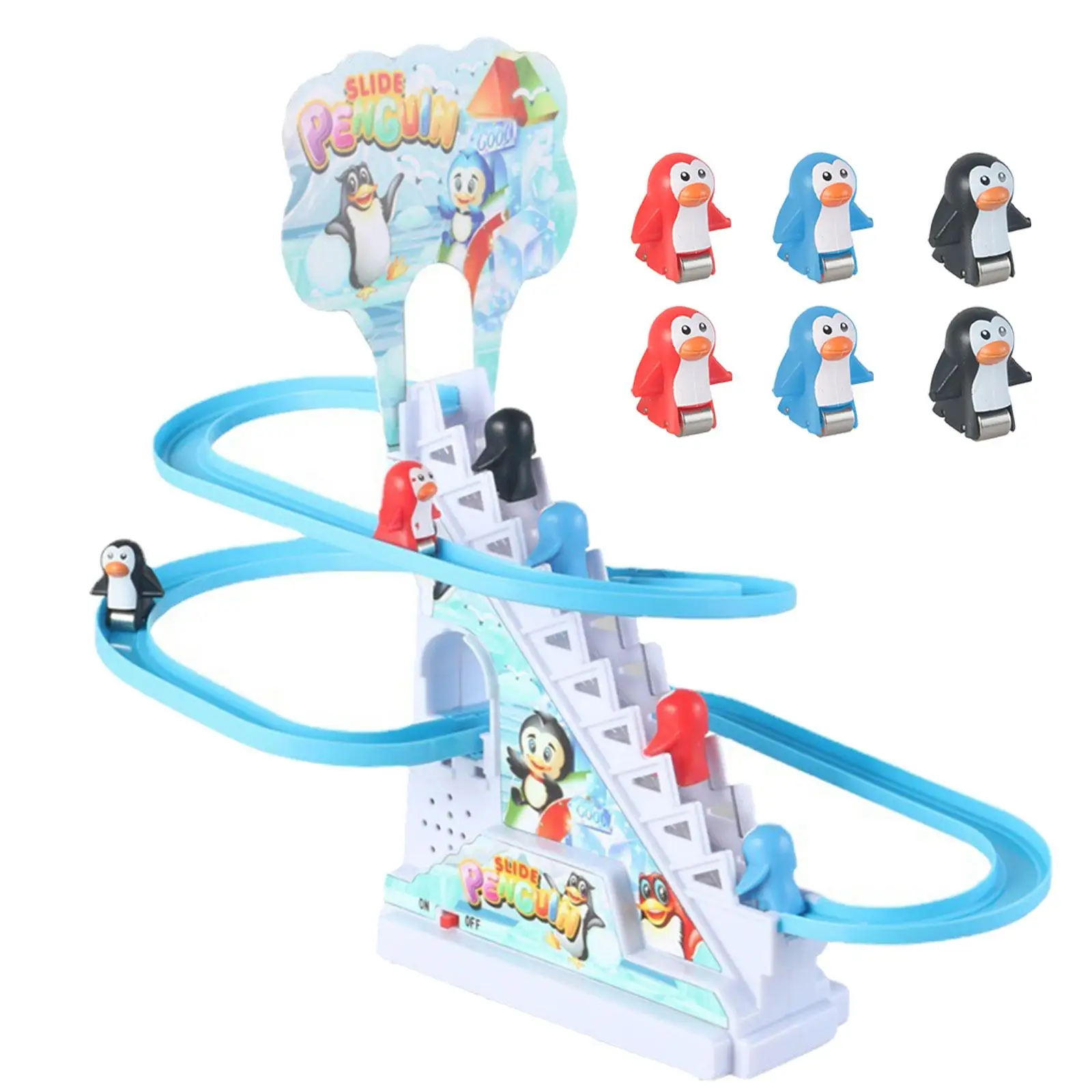 Penguin Climbing Stairs Toys Race Track Game Set for Girls Children Kids