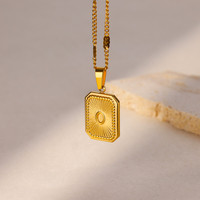 Rectangle Sun Pendant Necklaces for Women Gold Color Stainless Steel Necklace Aesthetic Couple Charm Stainless Steel Jewelry BFF