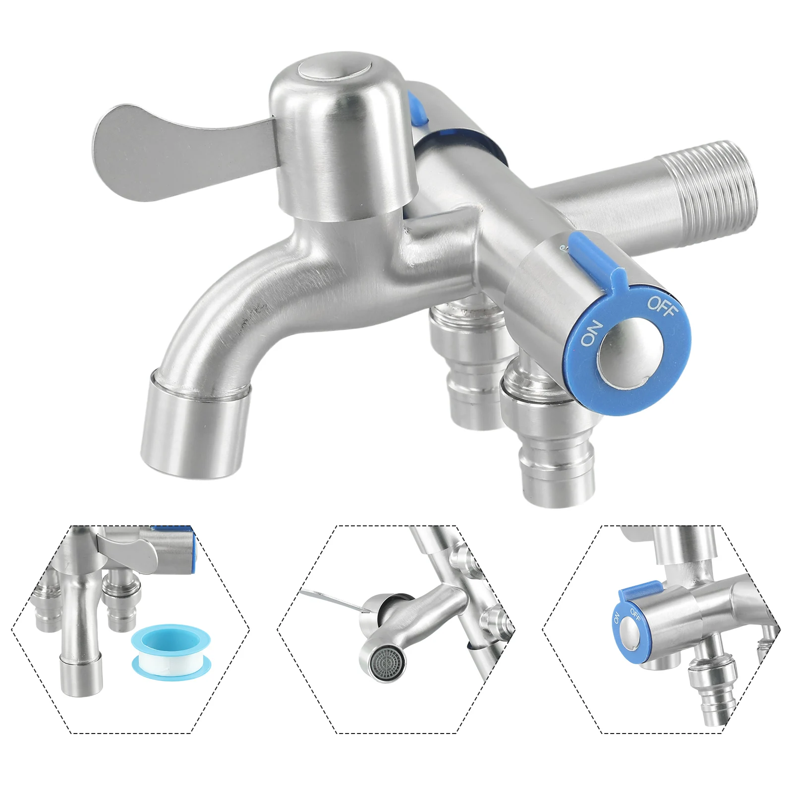 Válvula desviadora de agua de ducha de 3 vías, doble Control, doble uso, grifos, válvulas angulares de llenado, lavadora, accesorios de baño y baño