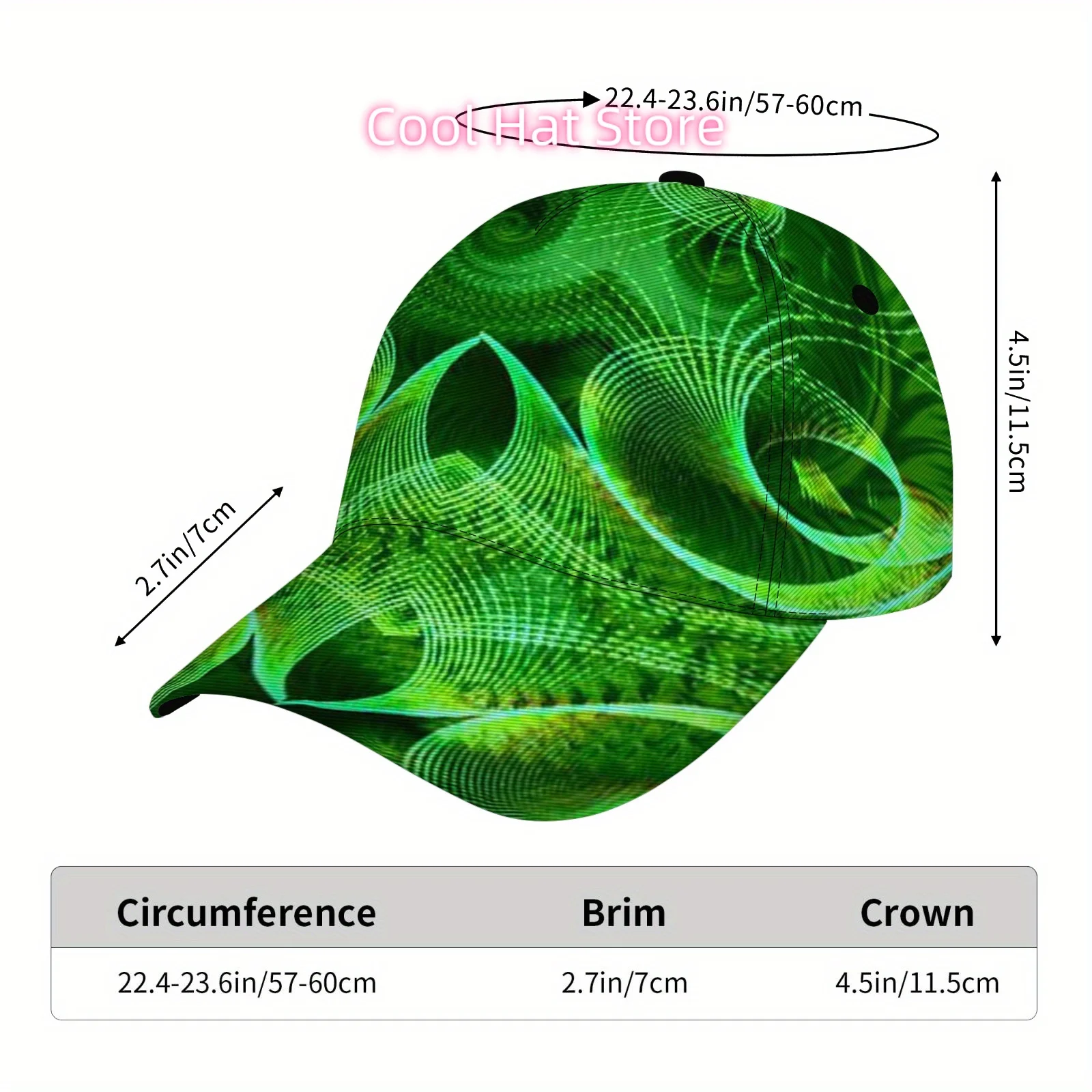Lightweight Baseball Cap | Adjustable Flat Top Design, Returns to Shape, Ideal for Both Genders, Abstract spiral line pattern
