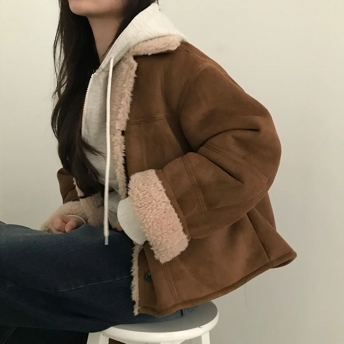 시크한 겨울용 따뜻한 롱 코튼 재킷 여성용 레트로 메랄드 아우터웨어 인조 가죽 퍼 루즈핏 코트