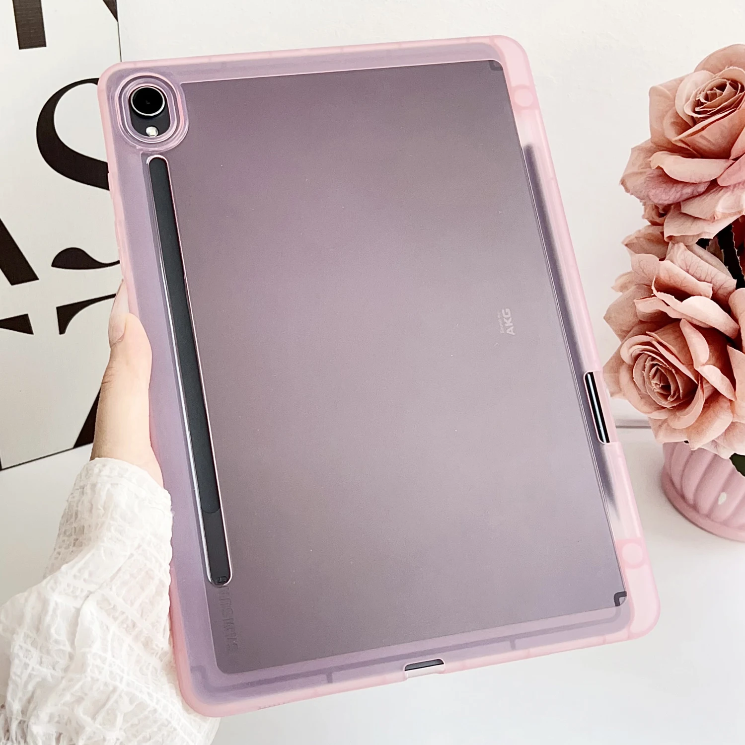 

Clear Case For Samsung Tab S7 S8 S9 A9 Plus A7 Lite Tablet Cases with Pencil Slot Sleeve Shockproof Soft Transparent Cover