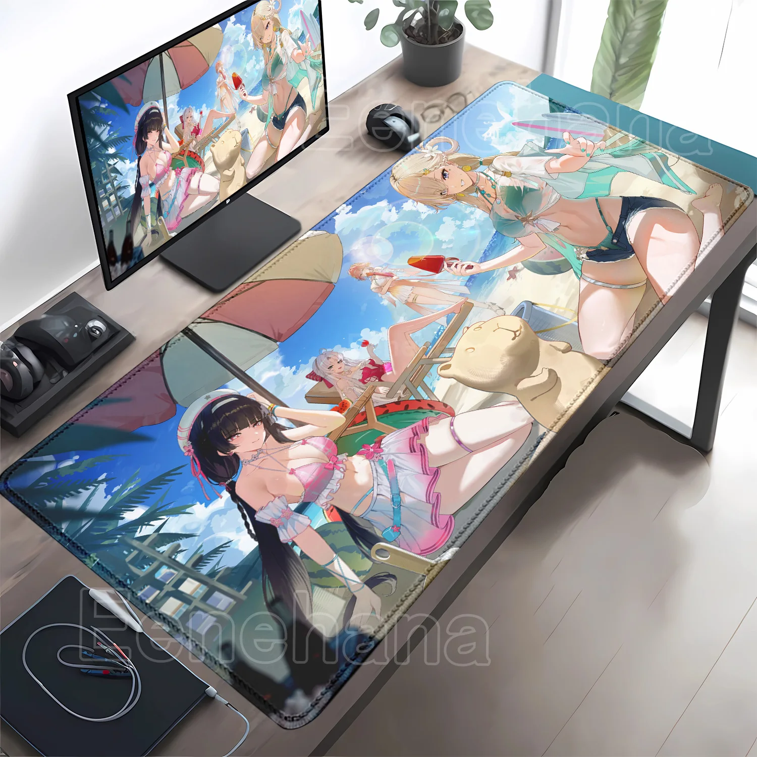 Chisa Wuthering Waves Mauspad Gaming-Teppich PC-Büro-Zubehör Rutschfeste Schreibtischunterlage Gummi HD-Druck Overlock XXL Mauspad