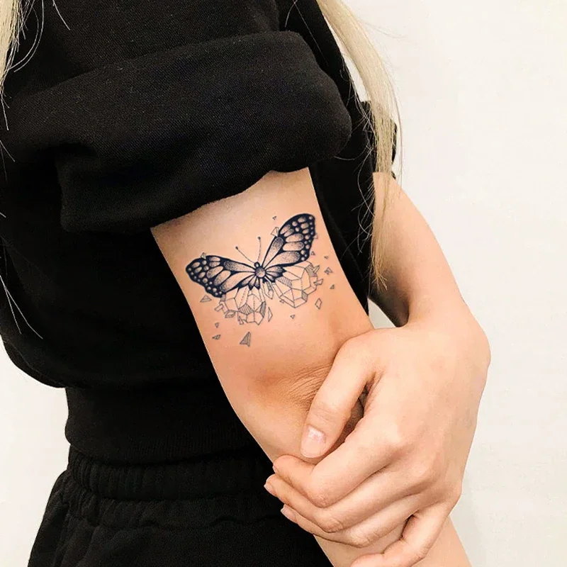 Pegatinas de tatuaje de jugo pequeñas y frescas, patrón de mariposa Koi, tatuaje temporal semipermanente, impermeable y a prueba de sudor