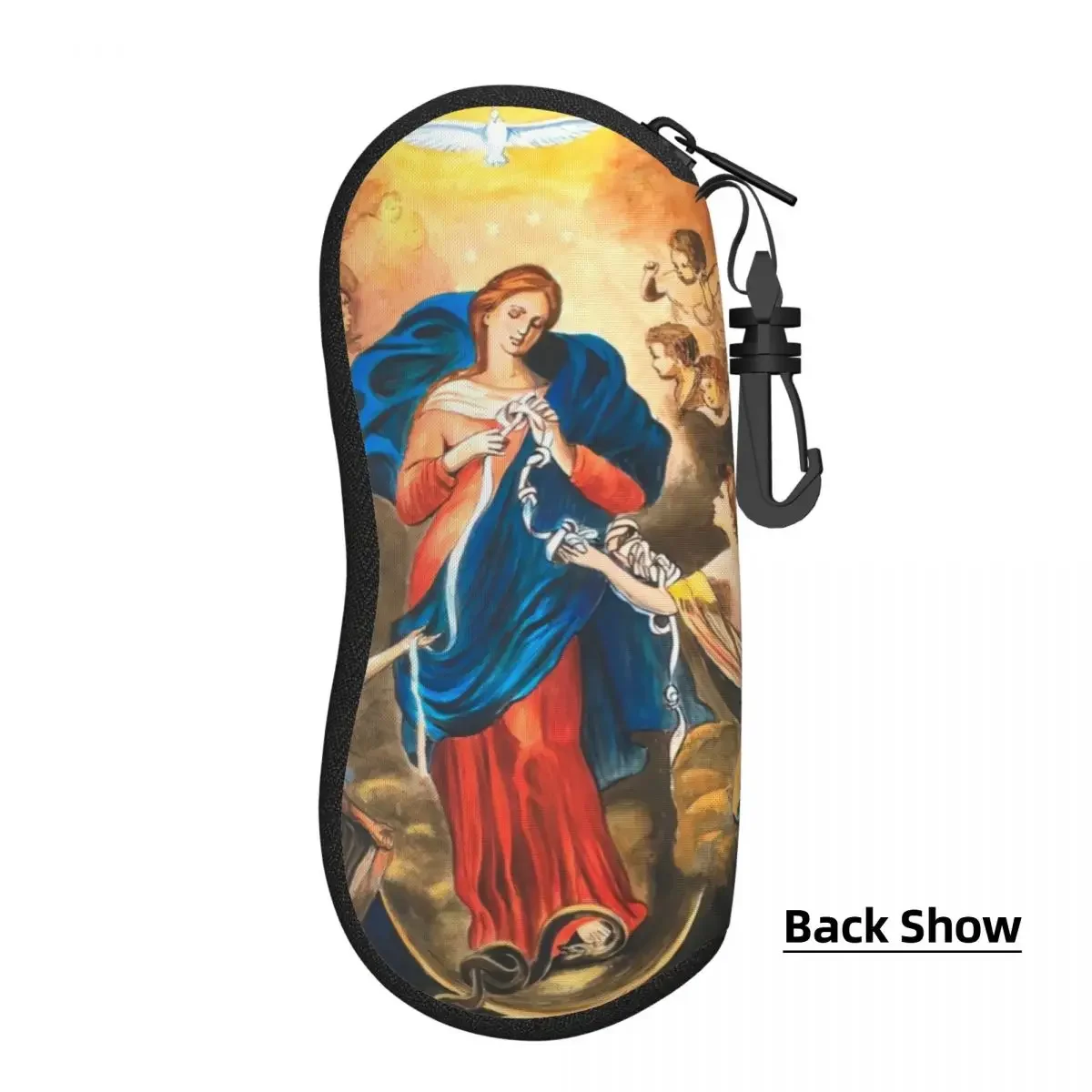 Custom Mary Undoer Of Knots Shell Eyeglasses Case Women Men Catholic Our Lady of Virgin Mary Glasses Case Sunglasses Box Pouch