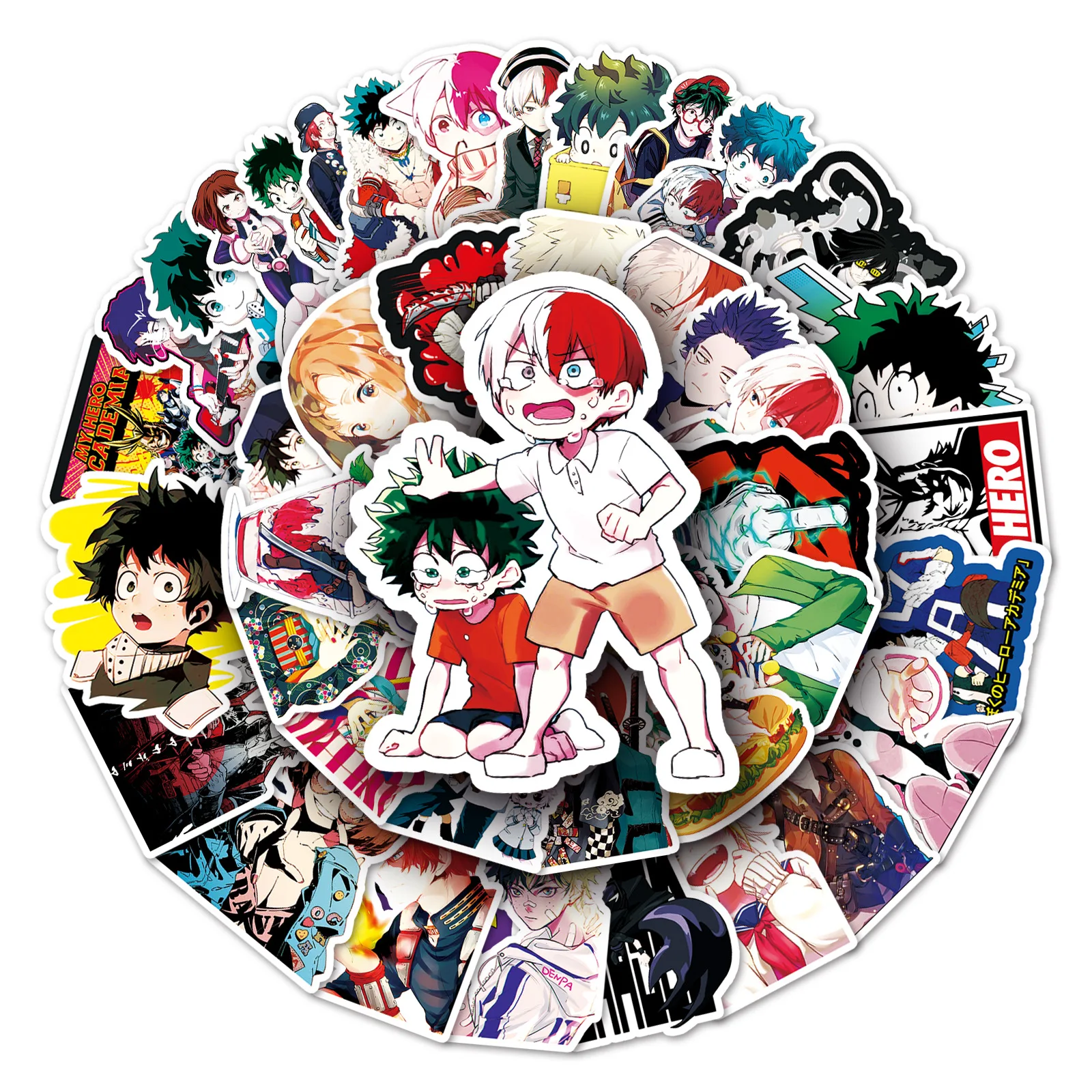 10/30/52 ชิ้นอะนิเมะมายฮีโร่ อคาเดเมียการ์ตูนสติกเกอร์ตกแต่ง DIY กีตาร์โทรศัพท์แล็ปท็อปถ้วยน้ำสเก็ตบอร์ดสติกเกอร์กันน้ำ