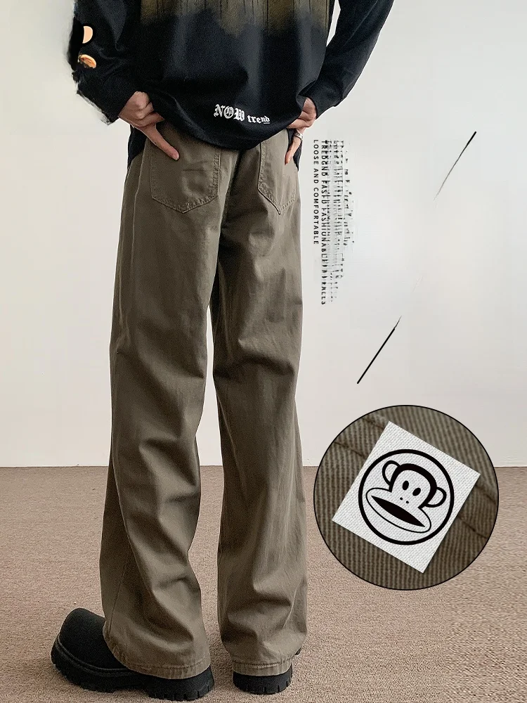 

PaulFrank Loose Fit Casual Cargo Pants Men's Autumn Straight Leg Wide Leg Comfortable Cotton Youthful Sle Workwear Trousers