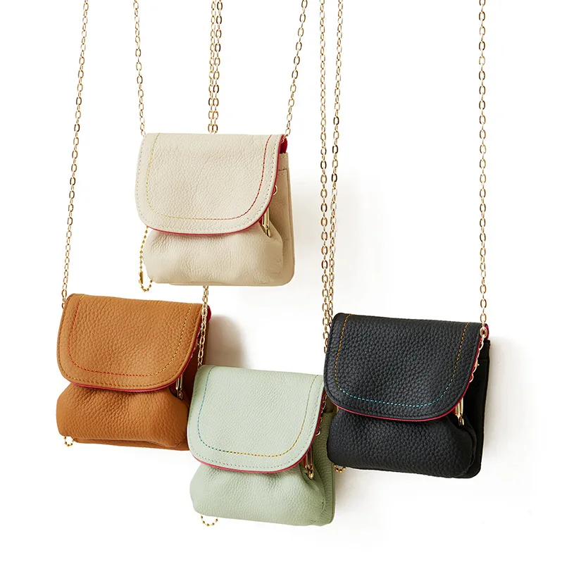 Top Layer Cowhide Coin Purse, Portable Coin Cute and Simple, Push-button Wallet, Fashionable Headphones