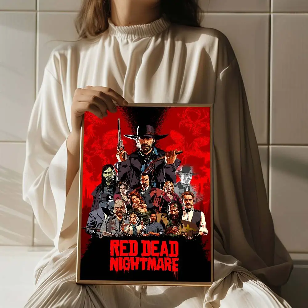 لعبة R-Red Dead Redemption 2 RDR2 أنيمي الملصقات لزجة ورق أبيض ملصق DIY غرفة بار مقهى Kawaii غرفة ديكور