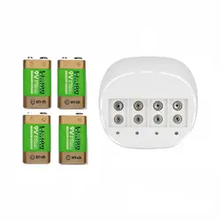 NEW 4PCS 800mAh SUPER BIG 9V li-ion lithium 9 Volt Batterie Hersteller garantie+1PCS 4-slot 9V high current charger