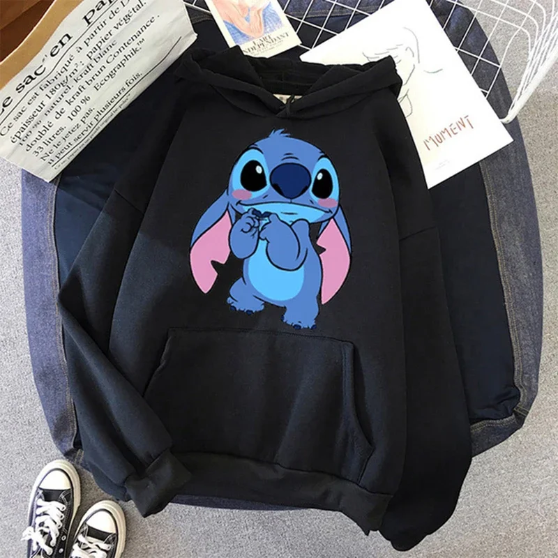 Disney Hoodie Fashion Stitch Angel Monster Pocket Sweatshirt Pullover Cute hoodies Men\'s Women\'s Sweatshirt Cartoon Top y2k