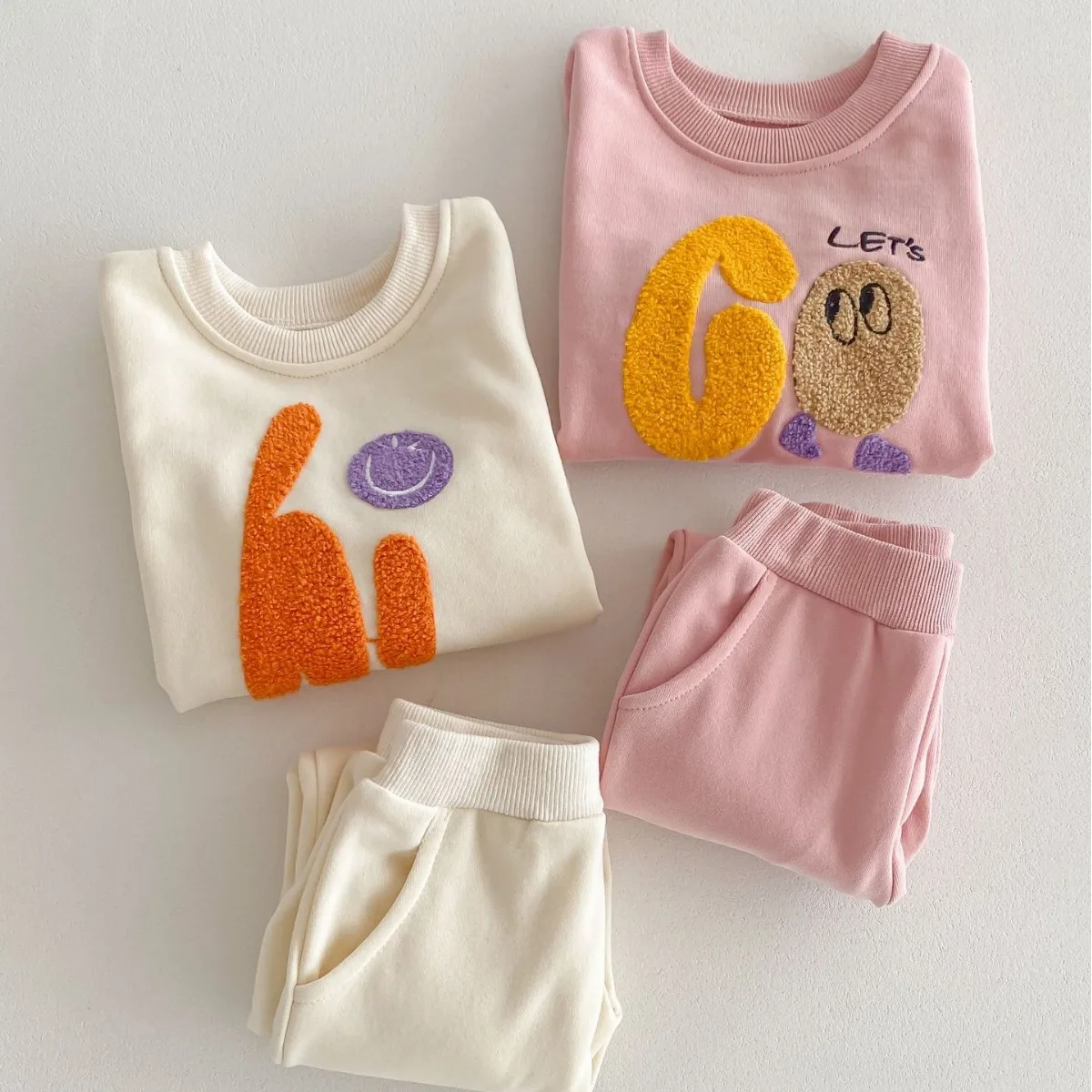 1-4T Newborn Kid Baby Boy Girl 2pcs Clothes Set Autumn Winter Infant Sweatshirt Set Pullover Top Pant Suit Childrens Outfit Set