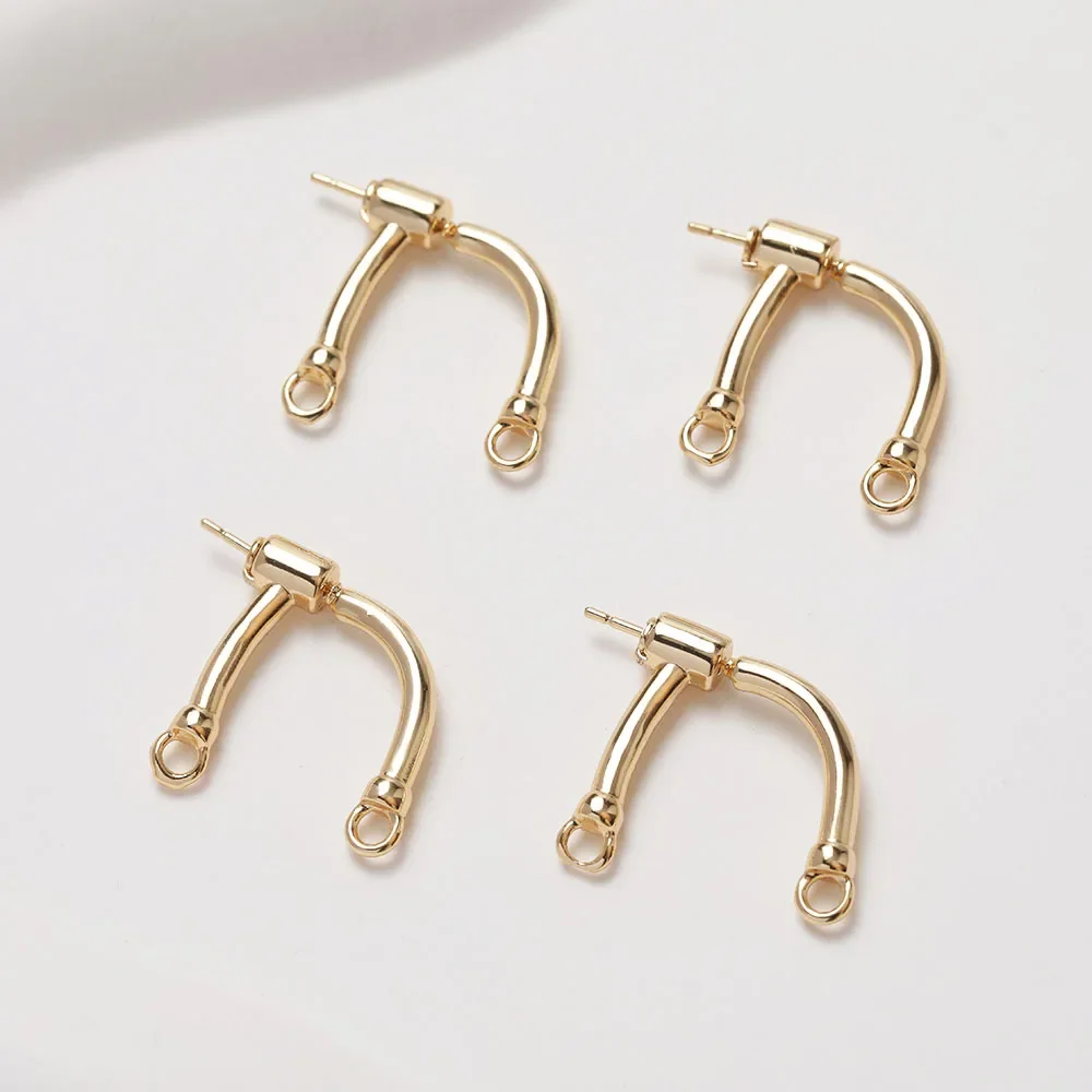 2Pcs Dainty Ear Studs Diy Earrings Charms for Jewelry Findings Components Hand Made Brass 14k Gold Plated  Accessories 21*23mm