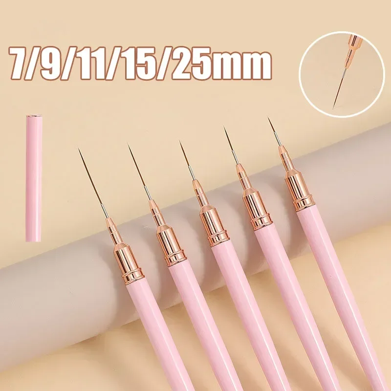 7/9/11/15/25Mm Nagellak Borstel Set Handvat Nail Art Pen Penseel Tekening Lijnen Streepverf Bloem Pen Nail Art Manicure Tools