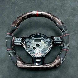 LS AUTO Specially Real Carbon Designed for VW Golf MK6 GTI Scirocco R 2010 Tartan Edition Car Accessories Carbon Steering Wheel