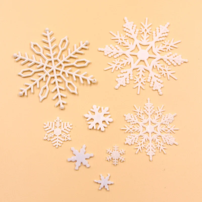 1 pacote de plástico branco flocos de neve multi tipo flocos de neve falsos para a festa de natal decoração da árvore de natal pingentes decorações da janela