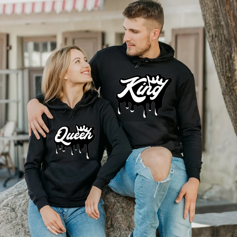 Neue Mode Männer Frauen Hoodies Paare König Königin gedruckt Sweatshirt Herbst und Winter lässig Langarm Kapuzen oberteile