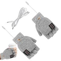 Fingerless Knitted Heating Gloves Full Half Finger USB Hand Warmer Gloves Washable Full Finger Fingerless Electric Knitting Hand