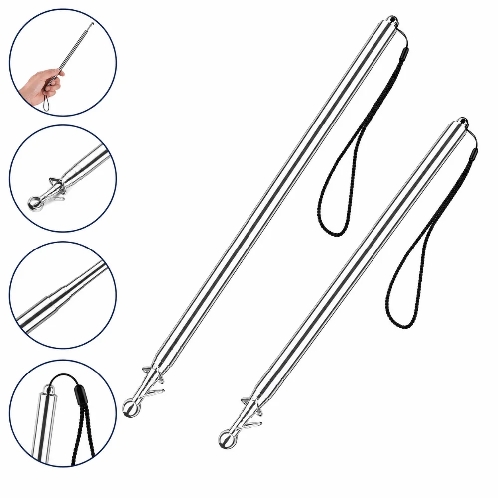 Stainless Steel Telescopic Flagpole Extendable 1/1.2/1.6/2.0/3.0m Guide Flag Pole Portable Classroom Whiteboard Pointer