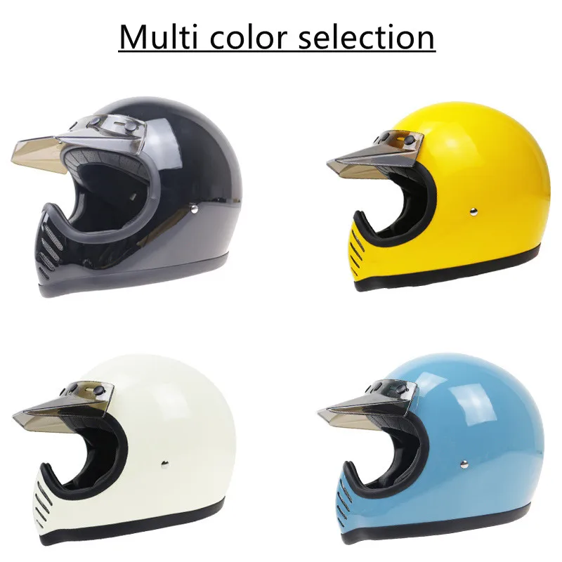 Casco De motocicleta De fibra De vidrio Retro Vintage Moto-03 De cara completa para montar en la calle Touring Cascos Casque Moto De Capacete DOT