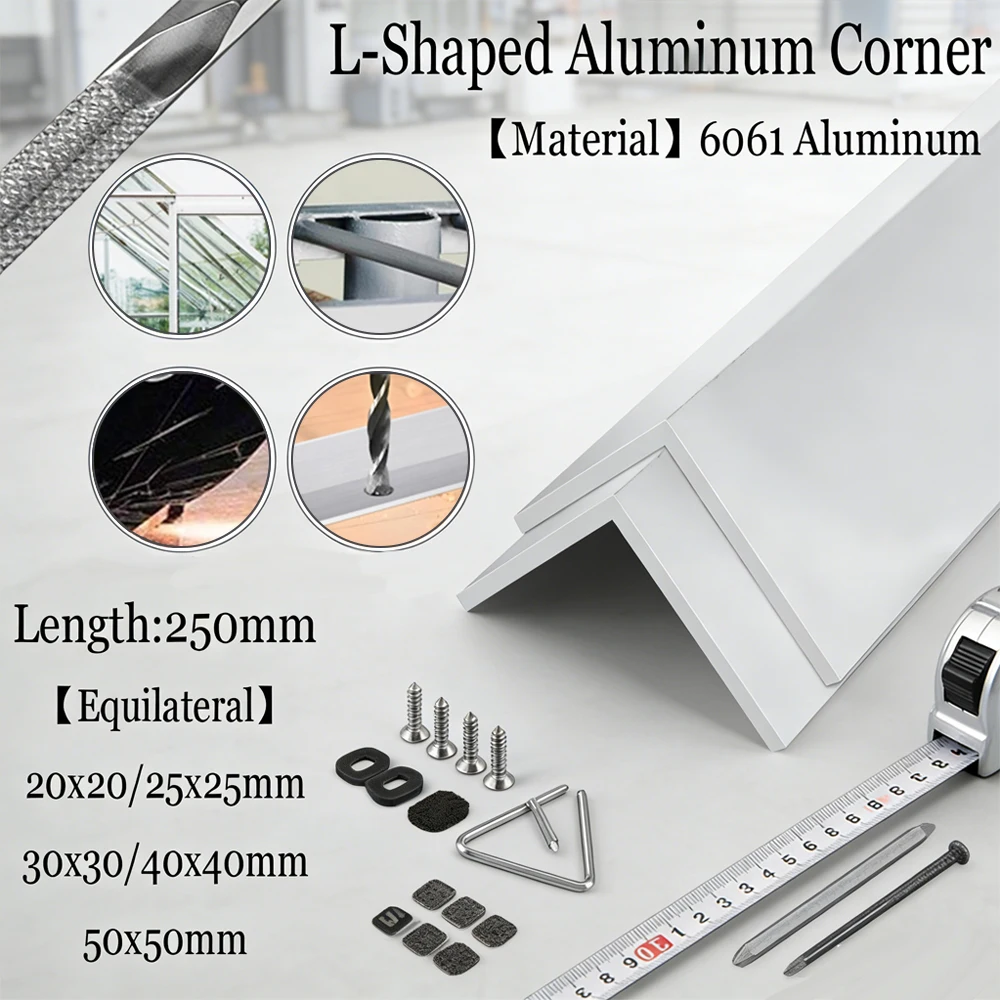 

1pcs DIY Aluminum Edge Trim , 3/4/5mm Thick 6061 L-Angle Profile for Modern Decor & Projects, Easy to Install