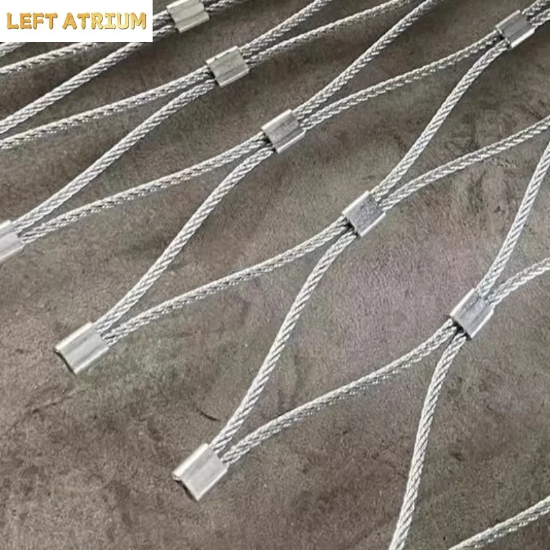 304 Stainless Steel Wire Rope Mesh Weaving Buckle Type School Safety Anti Fall Protection Grid Metal Plant Climbing Soft Net