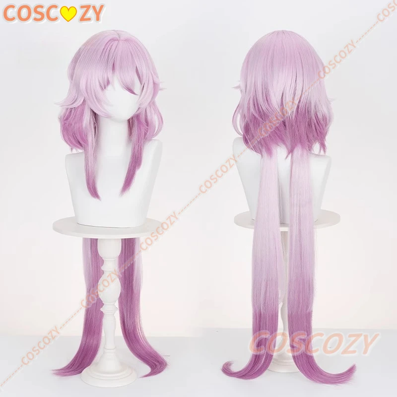 Honkai Star Rail Evernight March 7th Peluca de cosplay Peluca larga rosa púrpura Misterioso invitado extranjero Amporo Fiesta de Halloween Mujeres