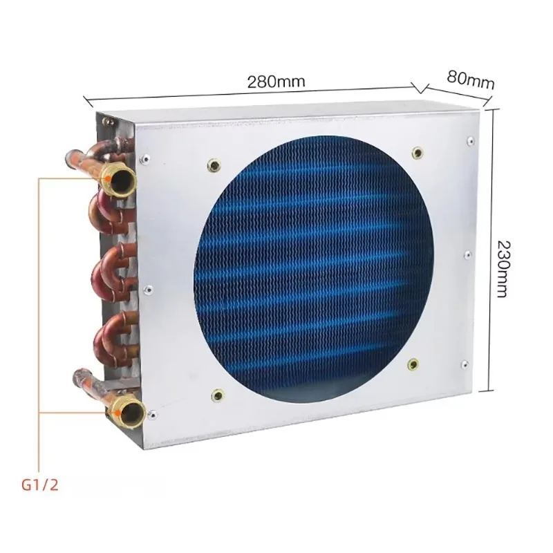Condensers with copper tubes and aluminum fins for small refrigerators, air conditioners, ice machines
