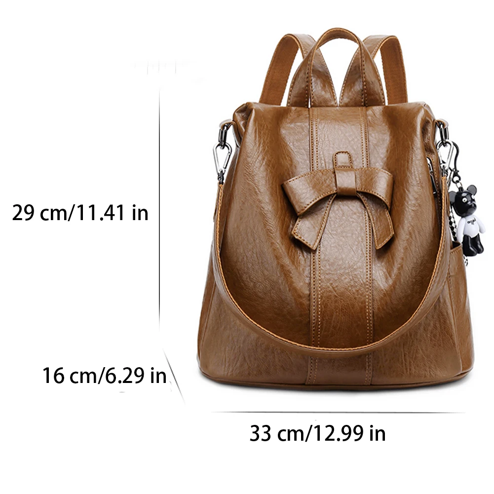 SYZM High Quality Genuine Leather Backpack Anti Theft Shoulders Bag Women\'s Business Backpack Elegant Bow Lady\'s Leather Bag