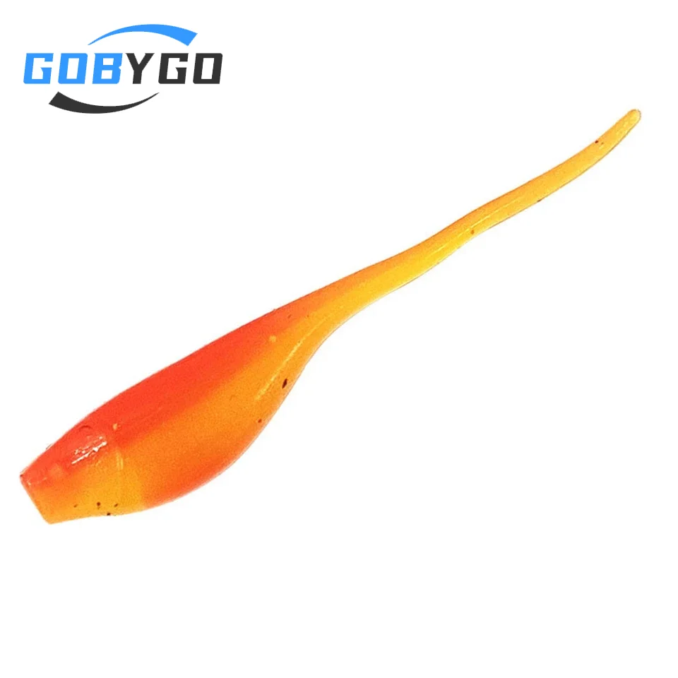 GOBYGO 20PCS 0.7g/5cm Worm Silicone Fishing Lure Two- Color Needle Tail Swimbaits Soft Lures Artificial Bait Tadpole Shape