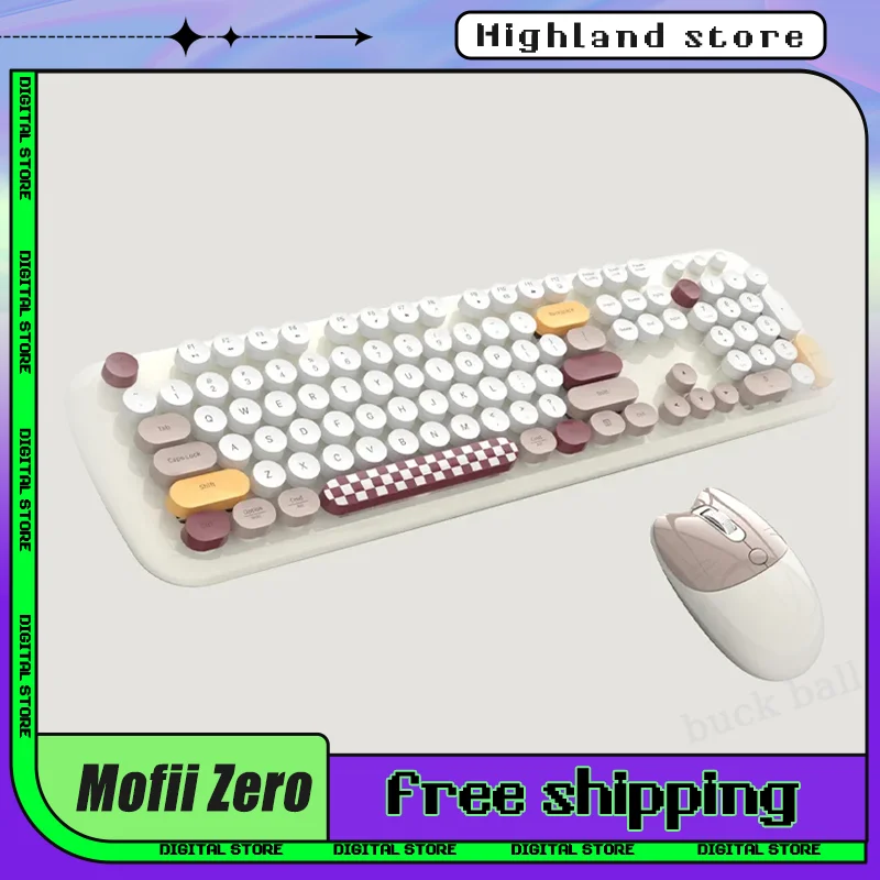 

Mofii Zero Wireless Keyboard Mouse Kit USB Cartoon Bear Fashion Design Dopamine Color System Gaming Keyboard Gamer Mice Kit Gift