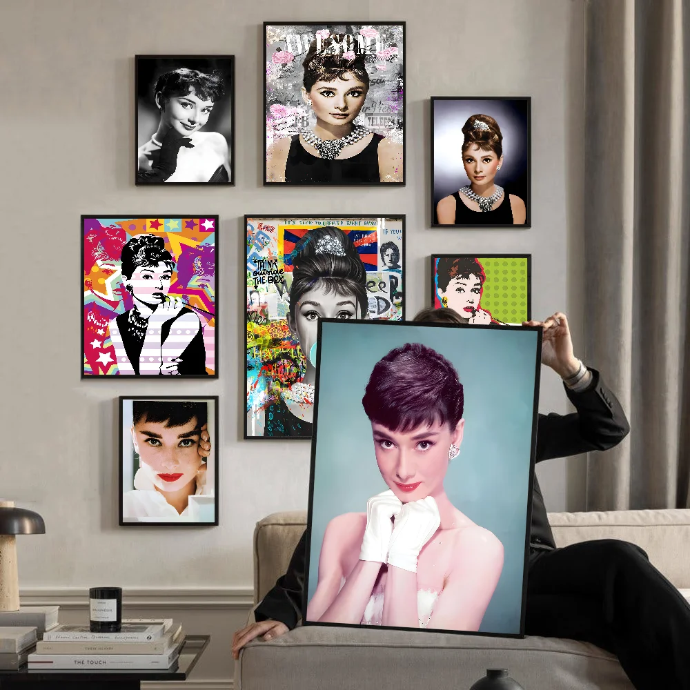 Vintage Audrey Hepburn DIY Sticky Poster Waterproof Paper Sticker Coffee House Bar Home Decor