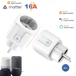 Matter 16A WiFi Smart EU Plug Smart Socket APP Remote Control Timing Function Voice Works with HomeKit Alexa Google Siri