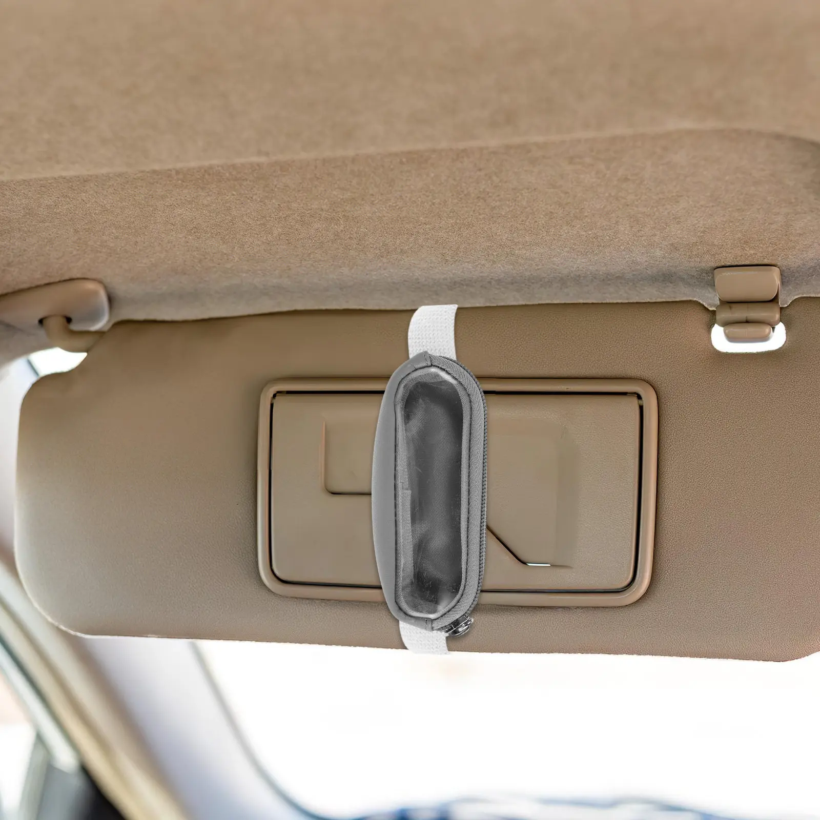 Sun Visor Lip Balm Holder Black Car Visor Organizer Lipstick Holder No Melt Zipper Closure Key Storage Car Interior Accessory