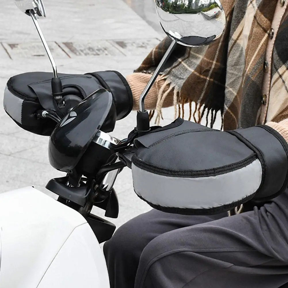 Winter-Motorrad-Lenkerhandschuhe, wasserdicht, mit dicker Fleece-Fütterung, reflektierende, warme Handschuhe für E-Bike-Fahrten. – Detail 5