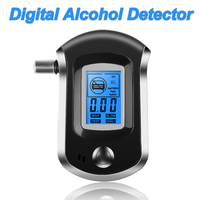 Black Portable Mini Breath Alcohol Tester Professional Police Digital LCD Screen AT6000 Alcohol Tester Breathalyzer