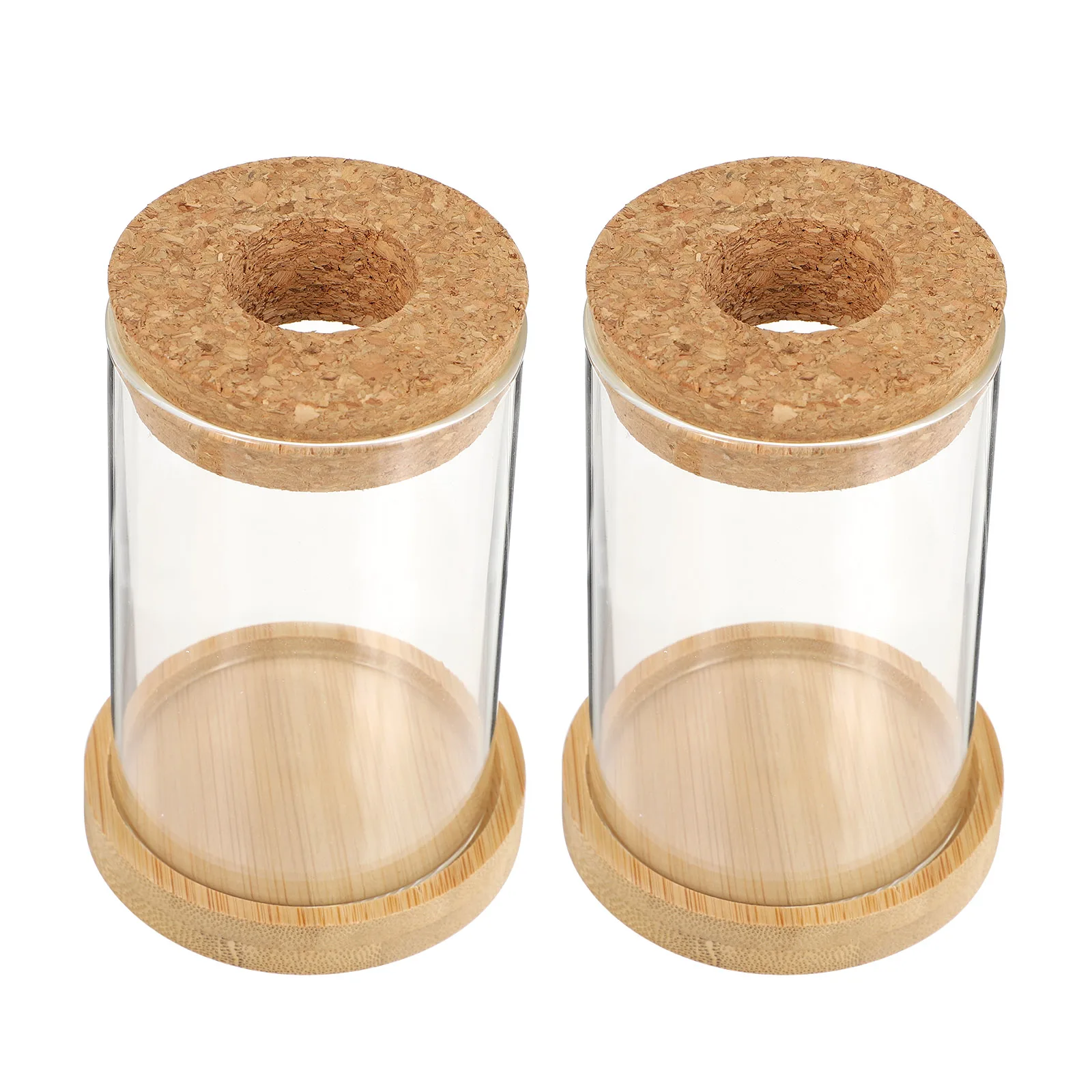 

2Pcs Glass Eco Bottle Vases Hydroponic Plant Container Wooden Office Terrarium Home Decoration Desktop Accessories