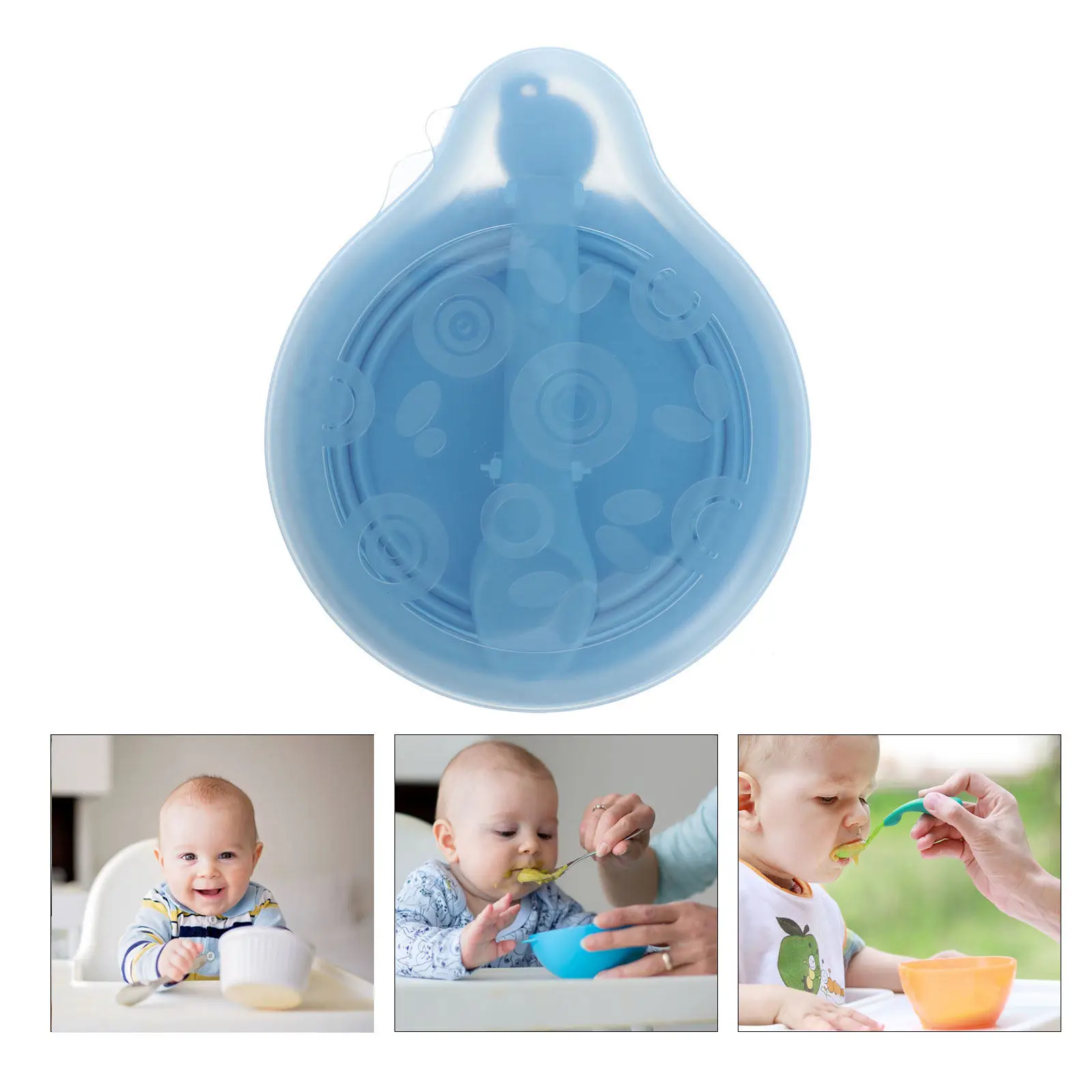 

Набор из 1 силиконовой складной миски для малышей, портативная миска для кормления с ложкой, большая вместимость, компактный контейнер для хранения