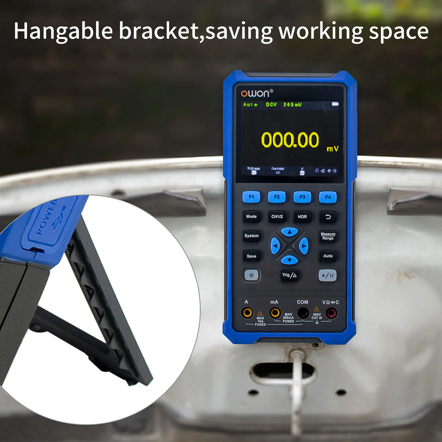 OWON HDS25S Handheld Oscilloscope 25MHz 2CH Digital Multimeter Waveform Generator 3-in-1 250MSa/s 8K Memory True RMS USB Type-C