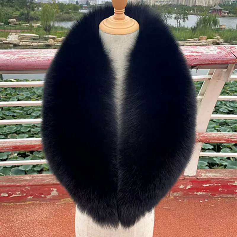 

Real Fox Fur Collar Winter Scarf for Women And Men Natural Fluffy Long Shawl Wrap Fashion Neck Warm Coat Accessory