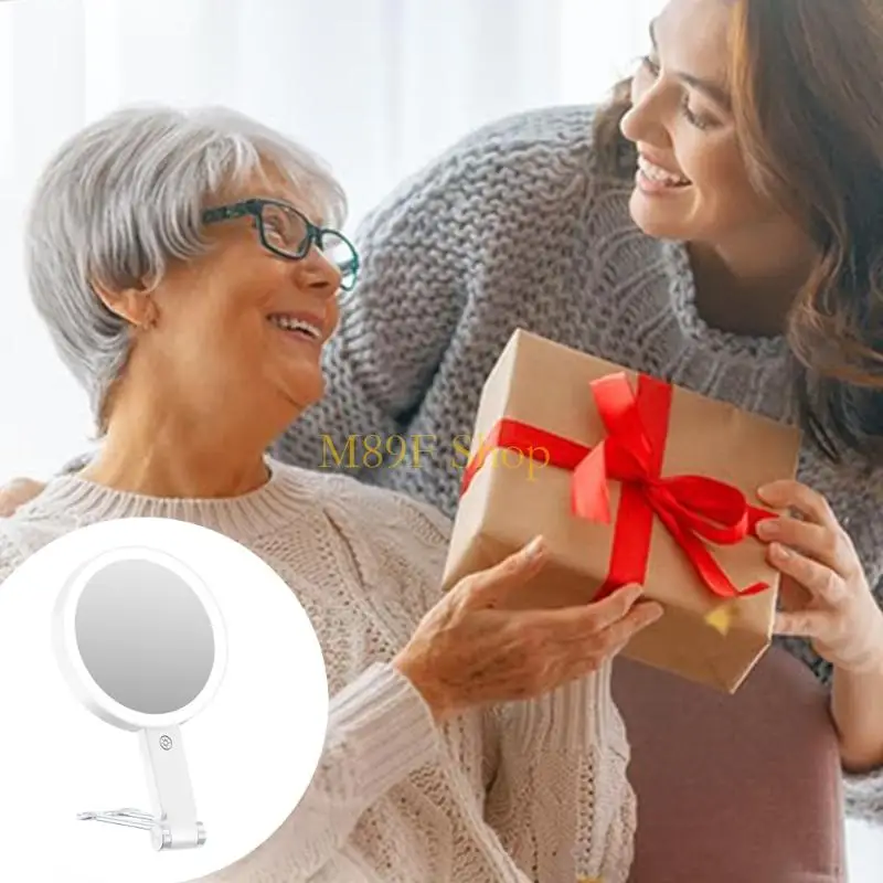 M89F Foldable LED Cosmetic Mirror With 5X10X30X Magnifier Memory Function 360°Rotate