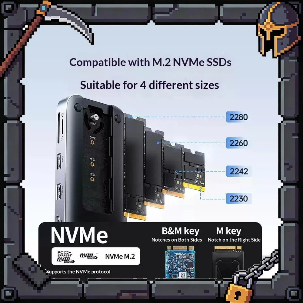 UGREEN CM440 7 in 1 USB C Hub M.2 NVMe SSD Enclosure 4K 60Hz USB 3.2 Dock Station for Laptop PC