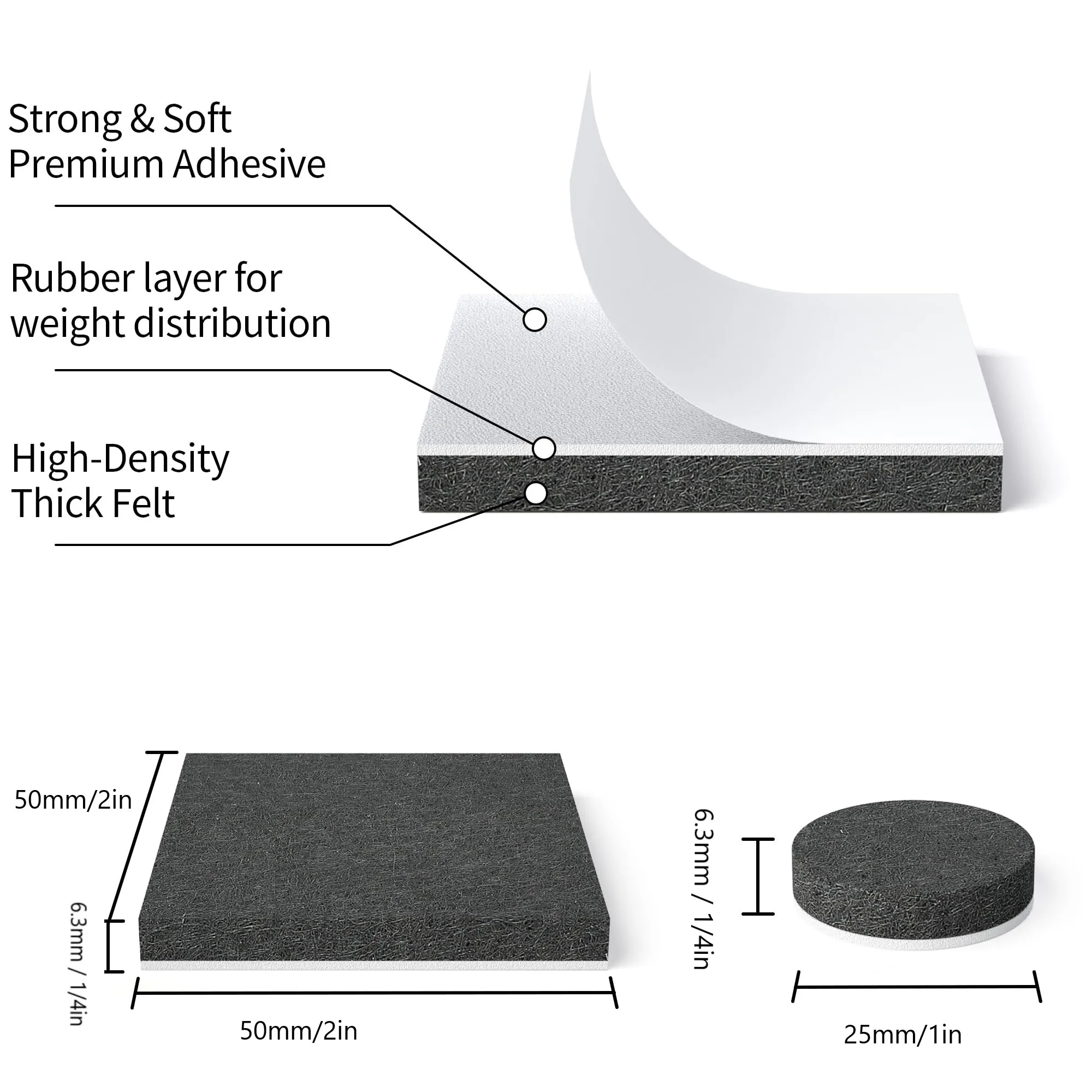 Felt Furniture Pads - 80 Pcs Furniture Pads for Hardwoods Floors,  Anti Scratch Floor Protectors for Furniture Feet Chair Legs